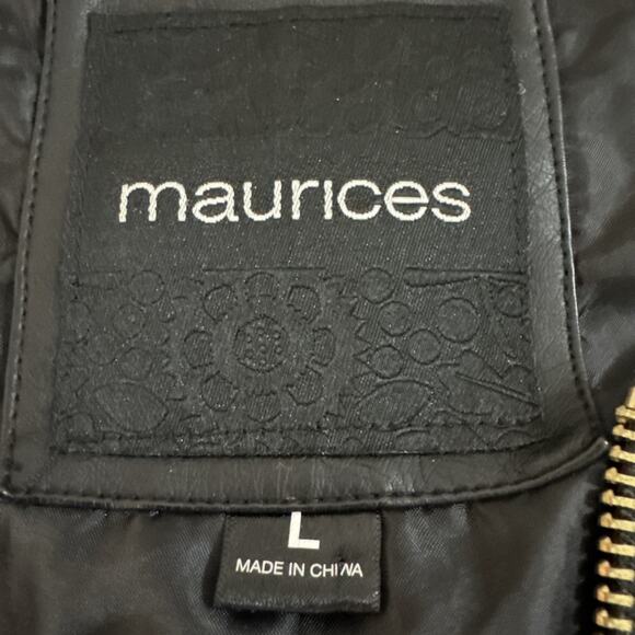 Maurices Women’s L Faux Leather Black Moto Jacket - Picture 4 of 6